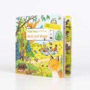 Buchcover und Innenansicht für das Buch: Hör mal (Soundbuch): Wimmelbuch: Wald und Wiese