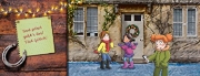 Buchcover und Innenansicht für das Buch: In der Falle! Gefahr auf dem Reiterhof - Ein Escape-Adventskalender für Kids