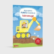 Buchcover und Innenansicht für das Buch: Mein buntes Punkte-Stickerbuch: Fahrzeuge