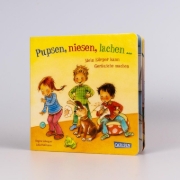 Buchcover und Innenansicht für das Buch: Pupsen, Niesen, Lachen ... Mein Körper kann Geräusche machen