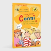 Buchcover und Innenansicht für das Buch: Lesen lernen mit Conni: Doppelband. Enthält die Bände: Conni und die Schultiere / Conni und die Wald-Detektive