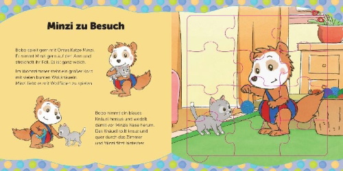 Buchcover und Innenansicht für das Buch: Bobo Siebenschläfer Puzzlebuch zum Entdecken