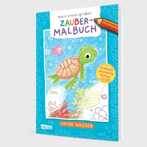 Buchcover und Innenansicht für das Buch: Ausmalbilder für Kita-Kinder: Mein erstes großes Zauber-Malbuch: Unter Wasser