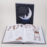 Buchcover und Innenansicht für das Buch: Jetzt noch ein Gedicht, und dann aus das Licht!