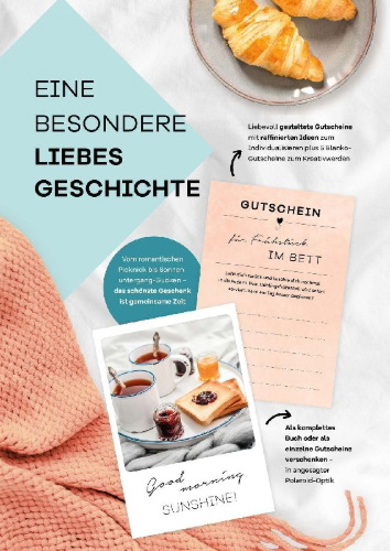 Buchcover und Innenansicht für das Buch: ... weil ich dich liebe - 16 Gutscheine für gemeinsame Momente