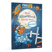 Buchcover und Innenansicht für das Buch: Frag doch mal ... die Maus: Mein Rätselblock mit der Maus - Weltraum
