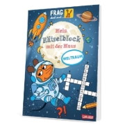 Buchcover und Innenansicht für das Buch: Frag doch mal ... die Maus: Mein Rätselblock mit der Maus - Weltraum