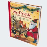 Buchcover und Innenansicht für das Buch: Drei Freunde warten auf Weihnachten