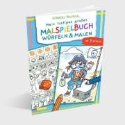 Buchcover und Innenansicht für das Buch: Mein lustiges großes Malspielbuch: Würfeln & Malen (ab 7 Jahren)