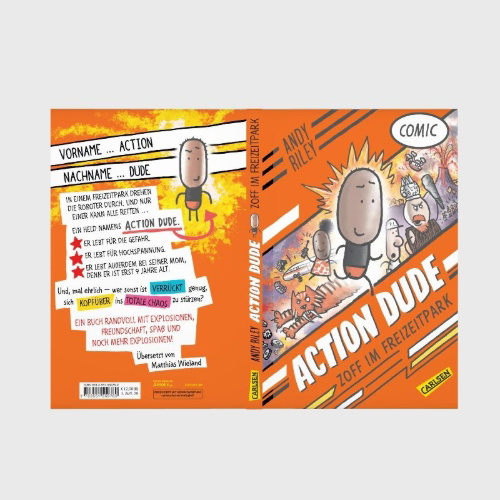 Buchcover und Innenansicht für das Buch: Action Dude 1: Zoff im Freizeitpark