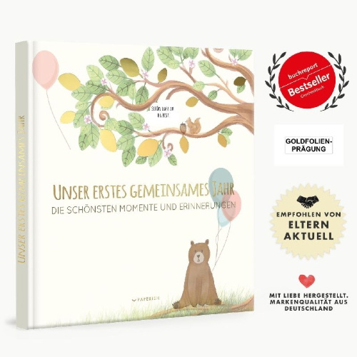 Buchcover und Innenansicht für das Buch: Babyalbum - UNSER ERSTES GEMEINSAMES JAHR