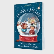 Buchcover und Innenansicht für das Buch: Moppi und Möhre - Weihnachten im Meerschweinchenhotel
