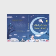 Buchcover und Innenansicht für das Buch: Schlaf jetzt ein, kleines Schaf!
