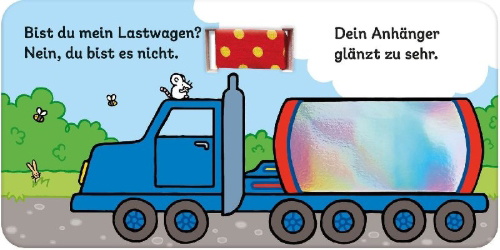 Buchcover und Innenansicht für das Buch: Babys Buggy-Fühlbuch: Bist du mein Lastwagen?