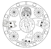 Buchcover und Innenansicht für das Buch: Gabby's Dollhouse: Mandala-Malspaß