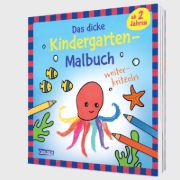 Buchcover und Innenansicht für das Buch: Ausmalbilder für Kita-Kinder: Das dicke Kindergarten-Malbuch: Weiterkritzeln