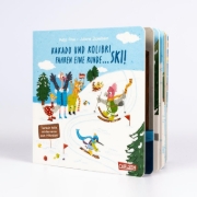 Buchcover und Innenansicht für das Buch: Kakadu und Kolibri fahren eine Runde ... Ski!