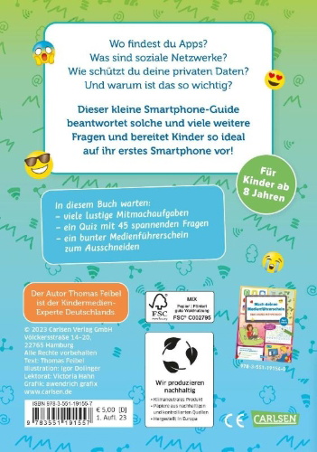 Buchcover und Innenansicht für das Buch: Mach deinen Medienführerschein: Dein erstes Smartphone