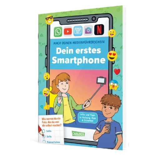 Buchcover und Innenansicht für das Buch: Mach deinen Medienführerschein: Dein erstes Smartphone