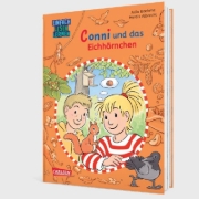 Buchcover und Innenansicht für das Buch: Lesen lernen mit Conni: Conni und das Eichhörnchen