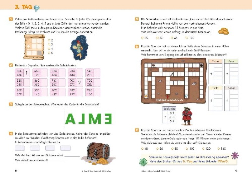 Buchcover und Innenansicht für das Buch: Das 10 Tage Ferienheft Mathematik 3