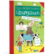 Buchcover und Innenansicht für das Buch: Schlau für die Schule: Mein dickes buntes Übungsbuch für den Schulstart