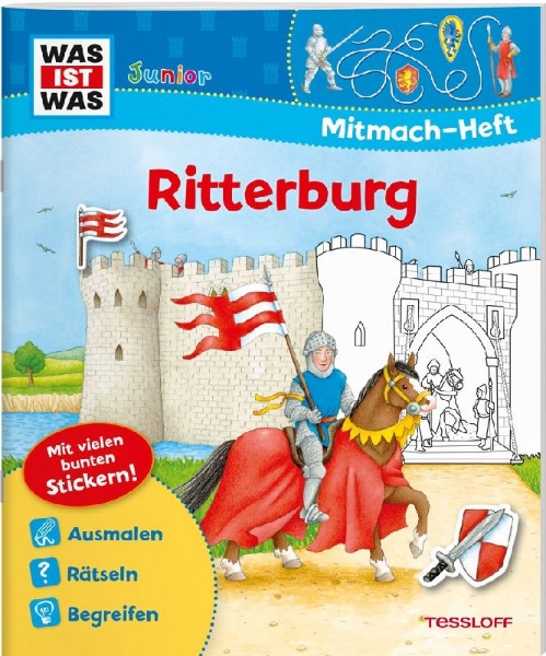 Buchcover und Innenansicht für das Buch: WAS IST WAS Junior Mitmach-Heft Ritterburg