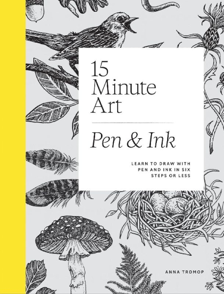 Buchcover und Innenansicht für das Buch: 15-Minute Art Pen and Ink
