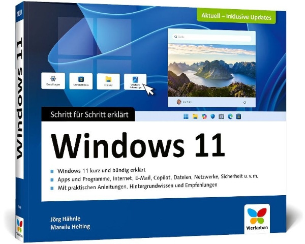 Buchcover und Innenansicht für das Buch: Windows 11 - Schritt für Schritt erklärt.