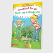 Buchcover und Innenansicht für das Buch: Conni Gelbe Reihe (Beschäftigungsbuch): Ausmalspaß für die Oster- und Frühlingszeit