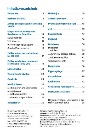 Buchcover und Innenansicht für das Buch: Mathe trainieren 4. Klasse
