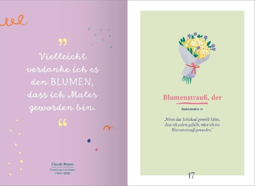 Buchcover und Innenansicht für das Buch: Wörterbuch für Gartenliebhaber