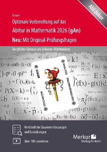 Buchcover und Innenansicht für das Buch: Optimale Vorbereitung auf das Abitur in Mathematik 2026 - Grundlegendes Anforderungsniveau