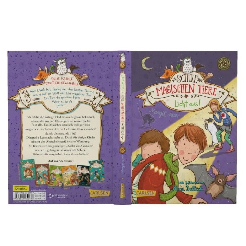 Buchcover und Innenansicht für das Buch: Die Schule der magischen Tiere 03: Licht aus!