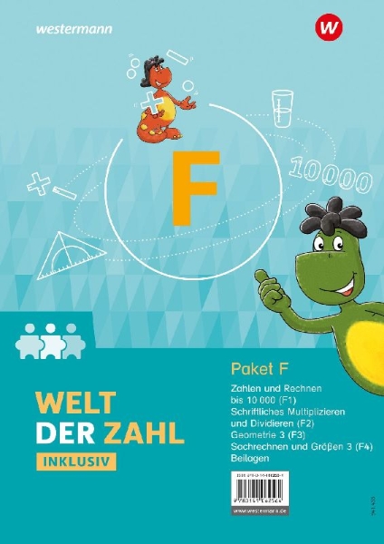 Buchcover und Innenansicht für das Buch: Welt der Zahl Inklusiv. Inklusionspaket F Hefte F1 bis F4