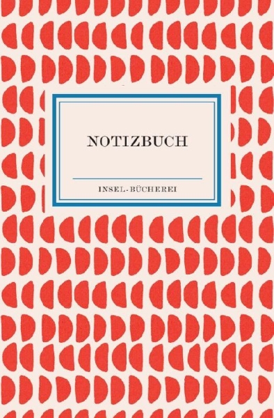 Buchcover und Innenansicht für das Buch: Notizbuch Insel-Bücherei 'Korallenrote Halbkreise retro'