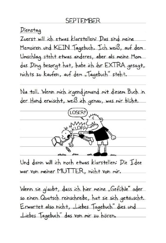 Buchcover und Innenansicht für das Buch: Diary of a Wimpy Kid