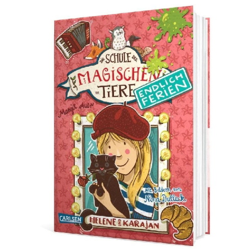 Buchcover und Innenansicht für das Buch: Die Schule der magischen Tiere - Endlich Ferien 4: Helene und Karajan