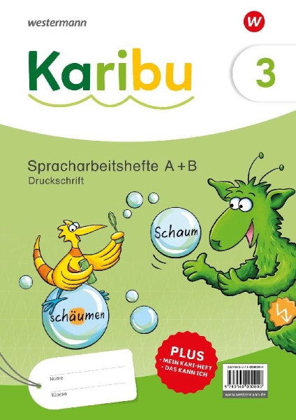 Buchcover und Innenansicht für das Buch: Karibu. Spracharbeitshefte 3 DS (Heft A + B) Verbrauch. Druckschrift
