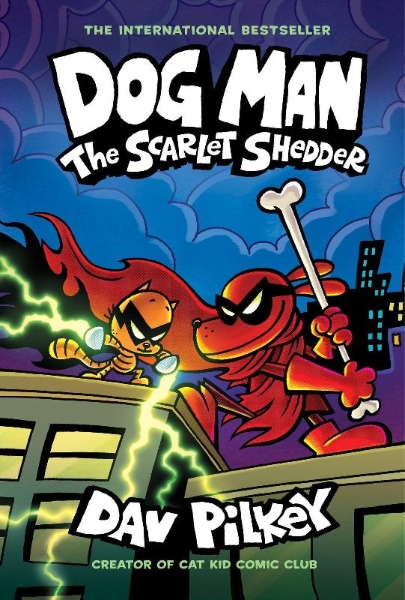 Buchcover und Innenansicht für das Buch: Dog Man: The Scarlet Shedder (Dog Man #12)