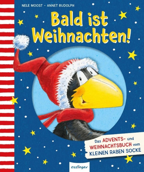 Buchcover und Innenansicht für das Buch: Der kleine Rabe Socke: Bald ist Weihnachten!
