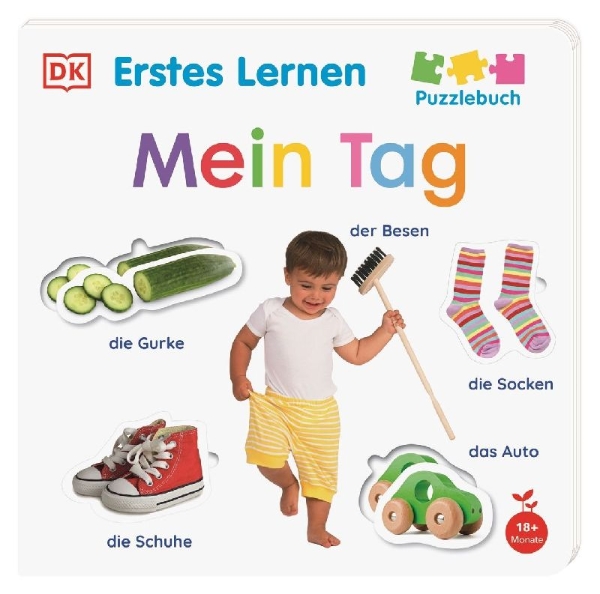 Buchcover und Innenansicht für das Buch: Erstes Lernen Puzzlebuch. Mein Tag