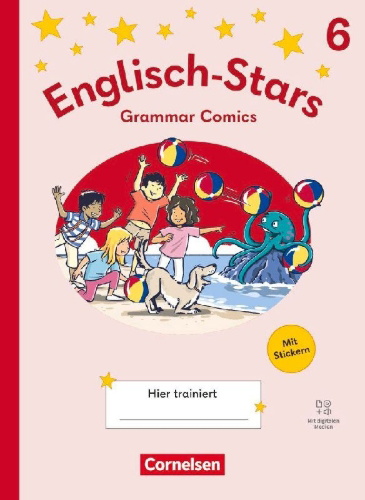 Buchcover und Innenansicht für das Buch: Englisch-Stars 6. Schuljahr - Allgemeine Ausgabe ab 2025 - Übungsheft Grammar Comics - Mit Lösungen und digitalen Medien