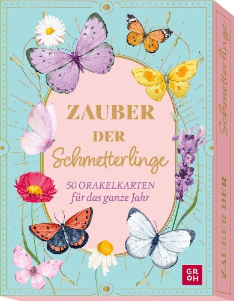 Buchcover und Innenansicht für das Buch: Orakelkarten: Zauber der Schmetterlinge