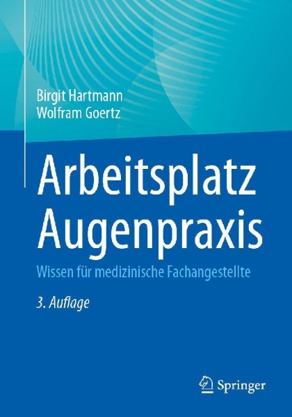 Buchcover und Innenansicht für das Buch: Arbeitsplatz Augenpraxis