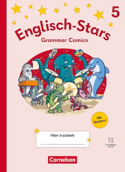 Buchcover und Innenansicht für das Buch: Englisch-Stars 5. Schuljahr - Allgemeine Ausgabe ab 2025 - Übungsheft Grammar Comics
