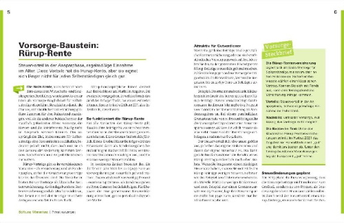 Buchcover und Innenansicht für das Buch: Altersvorsorge für Selbstständige
