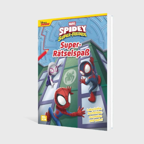 Buchcover und Innenansicht für das Buch: Marvel Spidey und seine Super-Freunde: Super-Rätselspaß