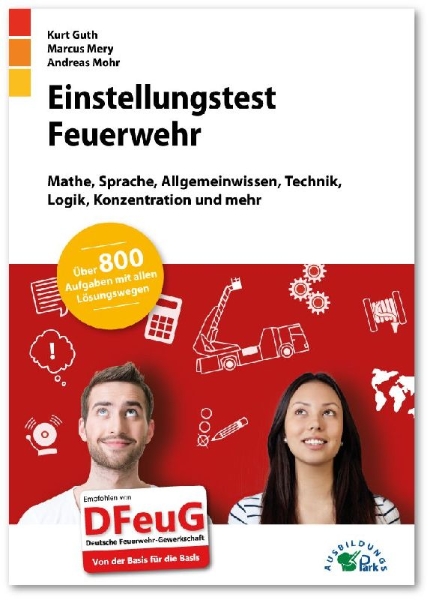 Buchcover und Innenansicht für das Buch: Einstellungstest Feuerwehr