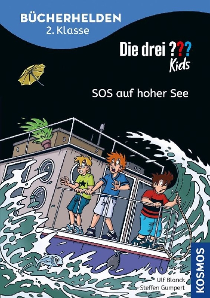 Buchcover und Innenansicht für das Buch: Die drei ??? Kids, Bücherhelden 2. Klasse, SOS auf hoher See